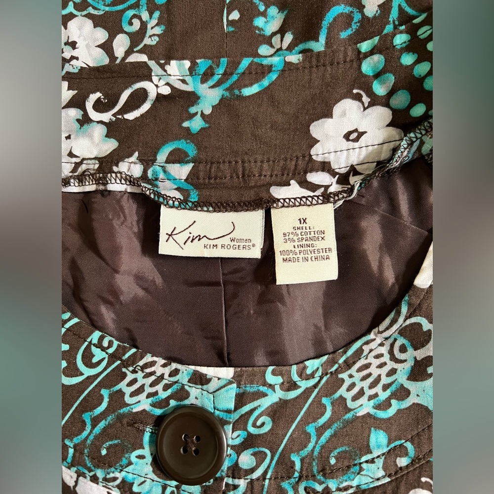 KIM ROGERS Paisley Brown Button Up Top EUC - Picture 5 of 7